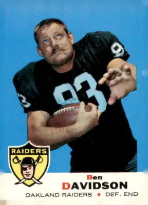 Football trading card featuring Ben Davidson from the 1969 Topps Oakland Raiders series