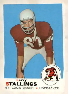 Vintage football card of Larry Stallings from the 1969 Topps Louis Cardinals trading card collection