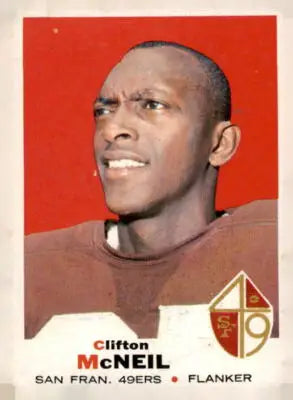 1969 Topps Clifton McNeil football card featuring San Francisco 49ers player