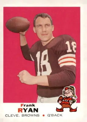 Vintage football card featuring Frank Ryan of the Cleveland Browns from 1969 Topps series