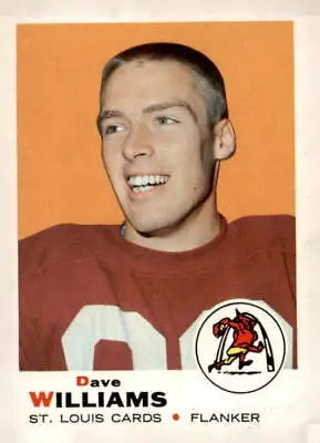 Vintage 1969 Topps Dave Williams football card featuring classic Williams football imagery