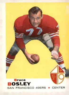 Football player in stance representing Bruce Bosley of the San Francisco 49ers
