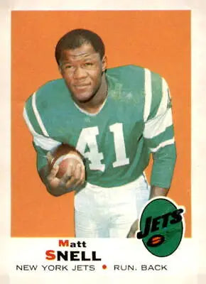 Matt Snell football card from 1969 Topps #193 featuring York Jets player