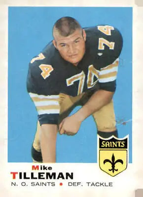 1969 Topps Mike Tilleman Orleans Saints trading card displayed in product metadata