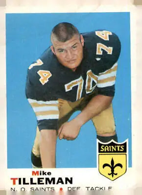 Vintage Mike Tilleman trading card from 1969 Topps #218 featuring Orleans Saints player