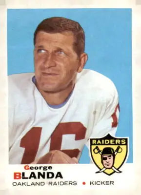 Vintage 1969 Topps George Blanda trading card featuring George Blanda football memorabilia