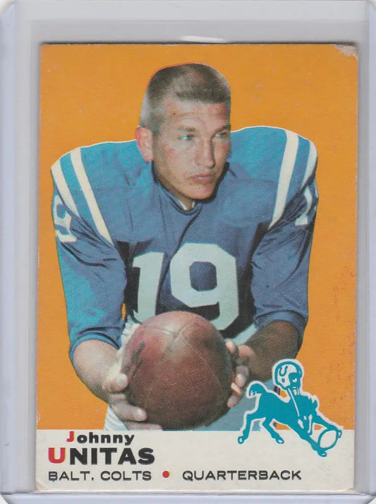 Vintage football card of Johnny Unitas highlighting Baltimore Colts Good quality