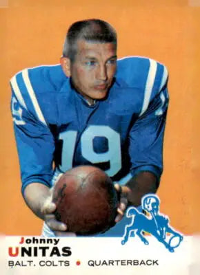 Johnny Unitas trading card from 1969 Topps #25 in EX-MT condition