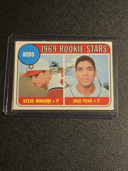1969 Topps rookie stars baseball card featuring Steve Mingori and Jose Pena