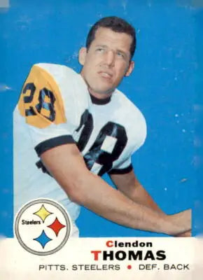 Clendon Thomas football card from 1969 Topps #42 featuring Clendon Thomas football player
