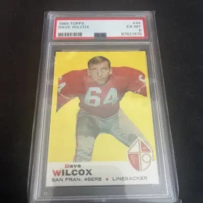 1969 Topps Dave Wilcox football card graded EX-MT 6 displayed in product listing