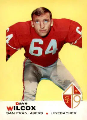 Vintage football card of Dave Wilcox from the San Francisco 49ers 1969 Topps series