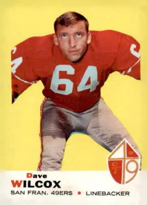 Vintage football card of Dave Wilcox from the 1969 Topps San Francisco 49ers collection