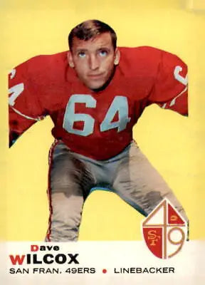 Vintage football card of Dave Wilcox from 1969 Topps #44 San Francisco 49ers