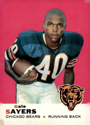 Gale Sayers Chicago Bears football card from 1969 Topps #51 showcasing classic collectible memorabilia