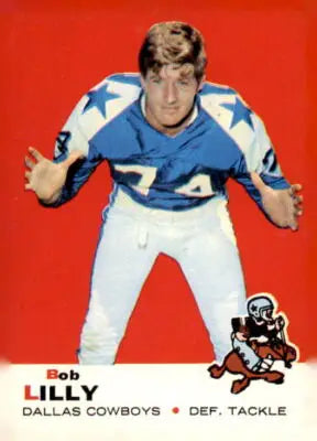1969 Topps Bob Lilly Dallas Cowboys football card showcasing a legendary player