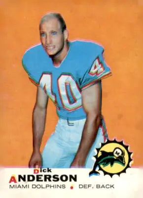 Vintage football trading card featuring Dick Anderson from the Miami Dolphins 1969 Topps #59