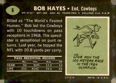 1969 Topps Bob Hayes football trading card, sports trading card collectible
