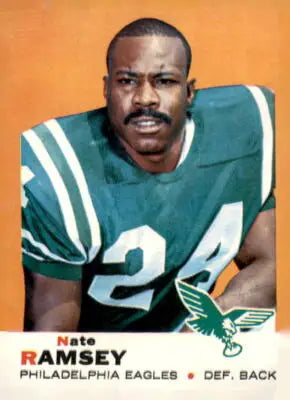 Nate Ramsey football card from 1969 Topps series displaying Nate Ramsey memorabilia