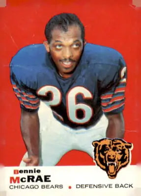 1969 Topps Bennie McRae football card featuring Chicago Bears great cards