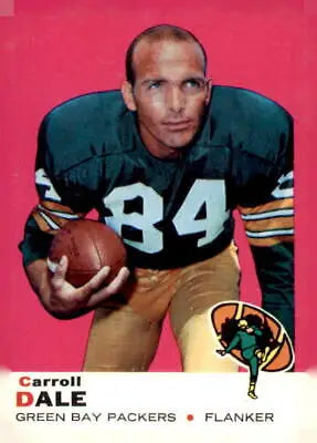Carroll Dale Green Bay Packers football card from 1969 Topps #77 showing vintage trading card