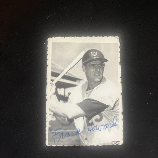 Signed Frank Howard baseball card from 1969 Topps Deckle Edge #16 collectible