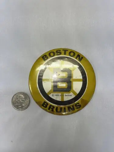 Vintage NHL Boston Bruins Pinback Button 3 inch collectible hockey memorabilia
