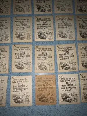Vintage Donruss Odder Odd stickers with peeling instructions on 1970 Odder Odd Rods card set