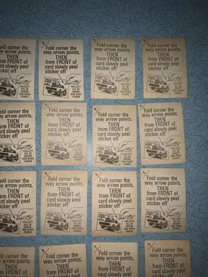 Vintage sticker instruction cards from the 1970 Donruss Odder Odd Rods series show collectible Odder Odd Rods info