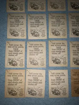 Vintage Donruss Odder Odd sticker cards with peeling instructions from Odder Odd Rods series
