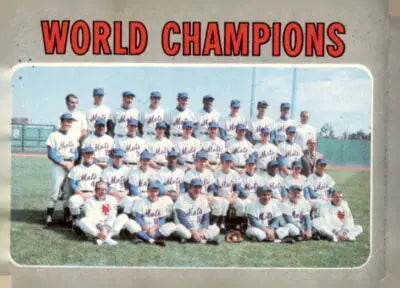 Vintage baseball team photo from 1970 Topps World Champions trading card