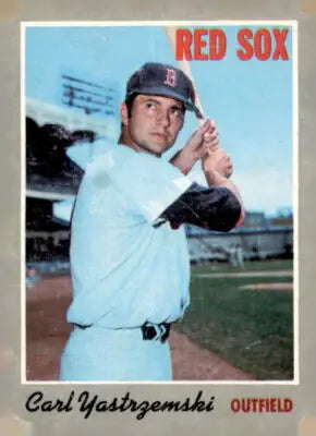 Carl Yastrzemski baseball card from 1970 Topps #10 featuring Boston Red Sox legend