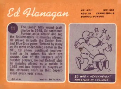 Vintage 1970 Topps Ed Flanagan Detroit Lions rookie sports card image
