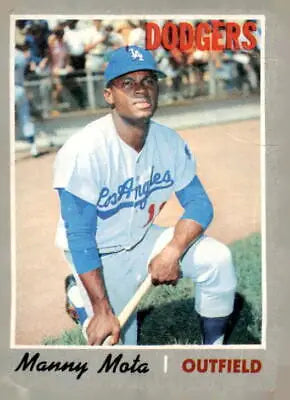 Manny Mota baseball card from 1970 Topps #157 featuring Los Angeles Dodgers player