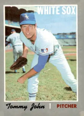 Tommy John baseball card from 1970 Topps #180 featuring Chicago White Sox player
