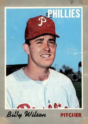 Vintage Billy Wilson baseball card from 1970 Topps #28 displayed for collectors