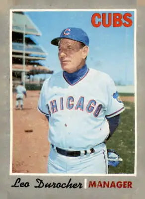 Leo Durocher baseball card from 1970 Topps #291 featuring Leo Durocher autograph scene