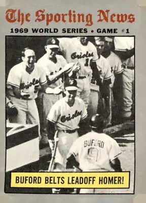 Vintage baseball card featuring Buford Belts leadoff homer from 1970 Topps World Series