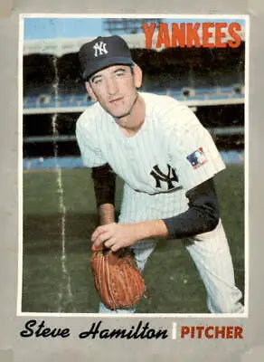 Vintage 1970 Topps Steve Hamilton baseball card featuring Hamilton baseball card collectible