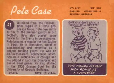 Vintage 1970 Topps Pete Case sports trading card featuring classic football design