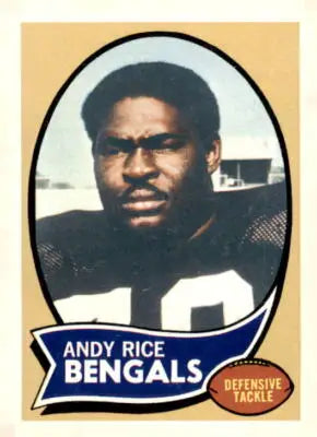Andy Rice Bengals football trading card from 1970 Topps #42, a collectible Andy Rice trading card