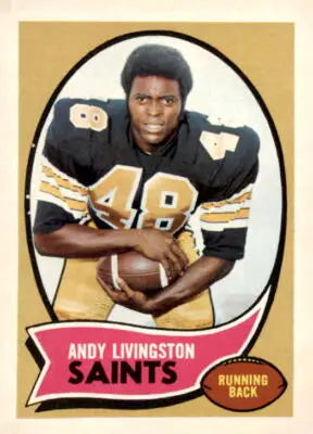 Vintage football card from 1970 Topps series featuring Andy Livingston, classic sports trading card