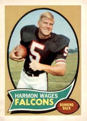 Harmon Wages football trading card from 1970 Topps #5, a valuable Harmon Wages trading card