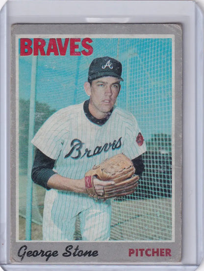 Vintage Topps Baseball card of George Stone, Atlanta Braves pitcher