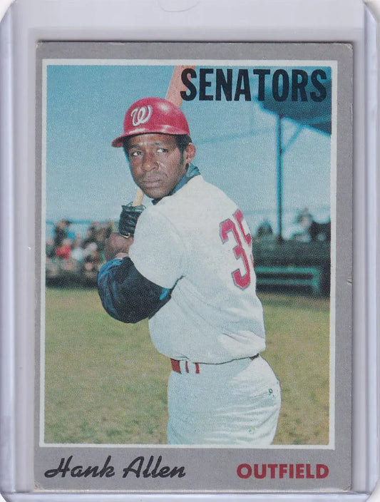 Baseball card of Hank Allen from Topps Baseball featuring Washington Senators uniform