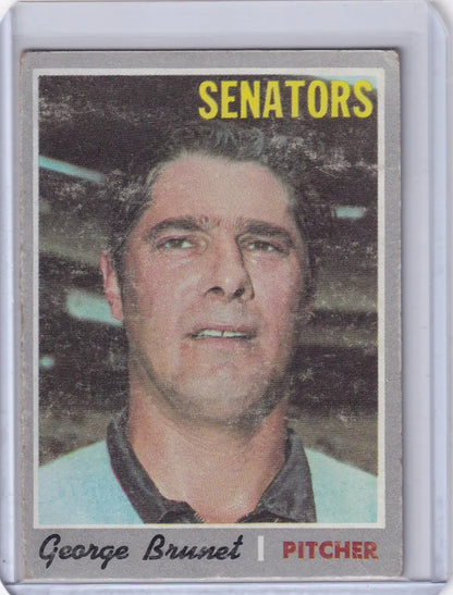 1970 Topps Baseball card of George Brunet, pitcher for the Washington Senators