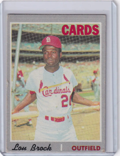 Vintage 1970 Topps Baseball card of Lou Brock, St. Louis Cardinals outfielder