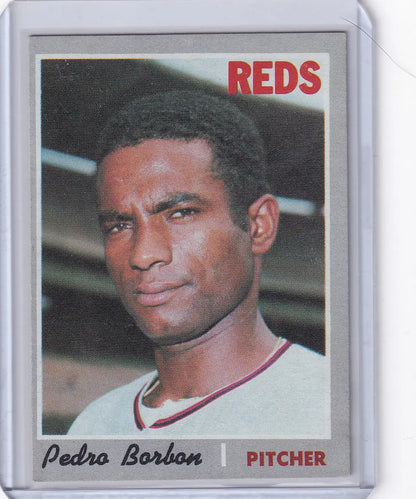 1970 Topps Baseball card of Pedro Borbon, Cincinnati Reds pitcher and rookie