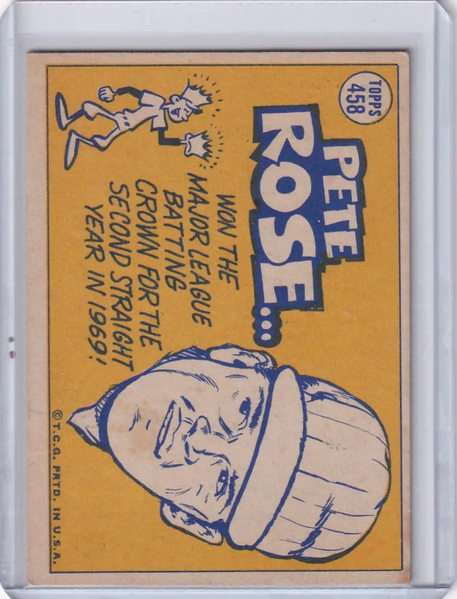 Baseball trading card of Pete Rose from Topps Baseball with Cincinnati Reds design