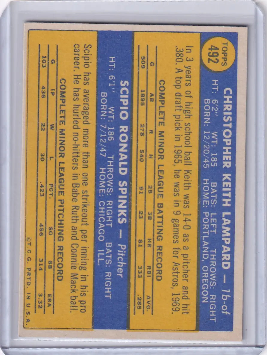 Baseball card of Keith Lampard from 1970 Topps Baseball Astros Rookies set